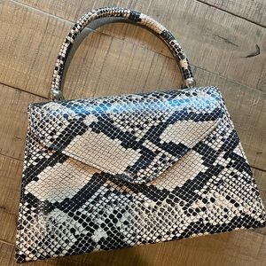 Snake skin top handle bag